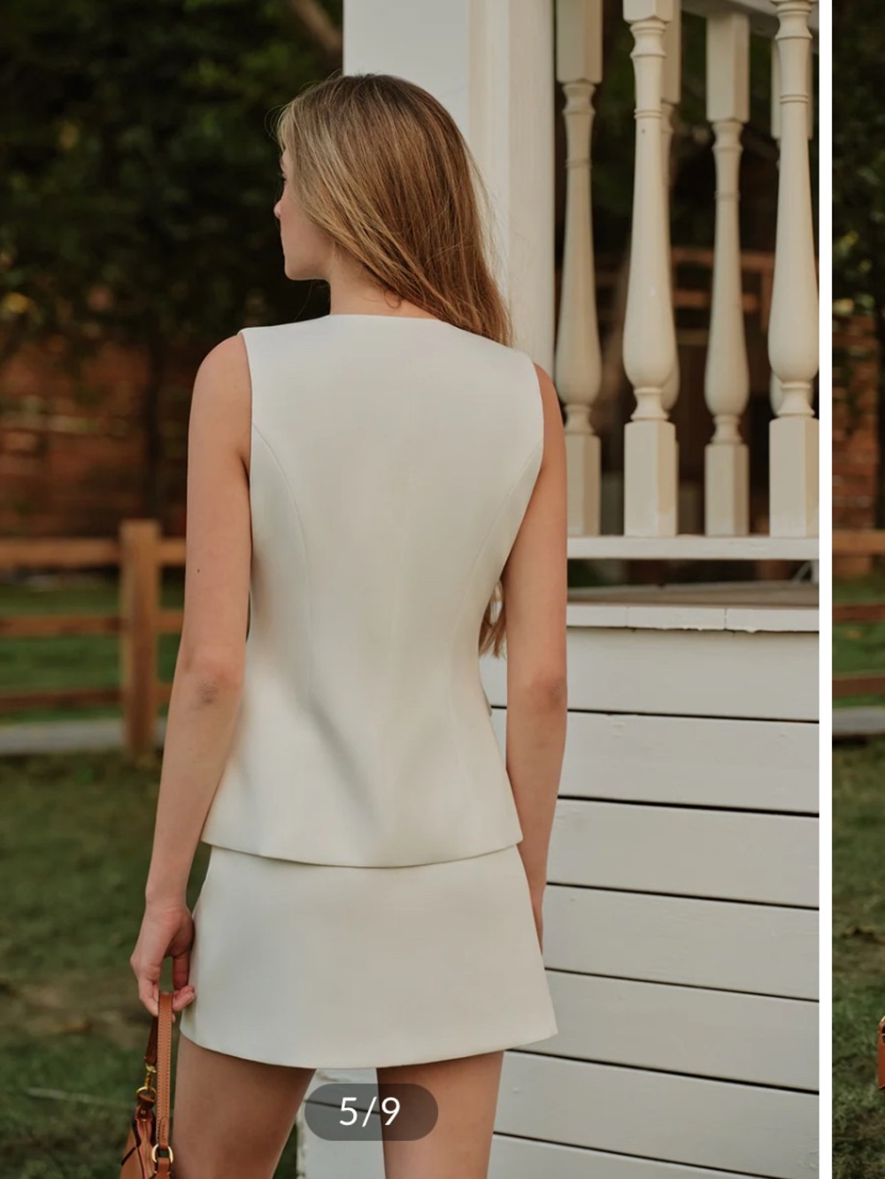 Commense White Tailored Sleeveless Vest Top with Gold Buttons - Picture 4 of 6
